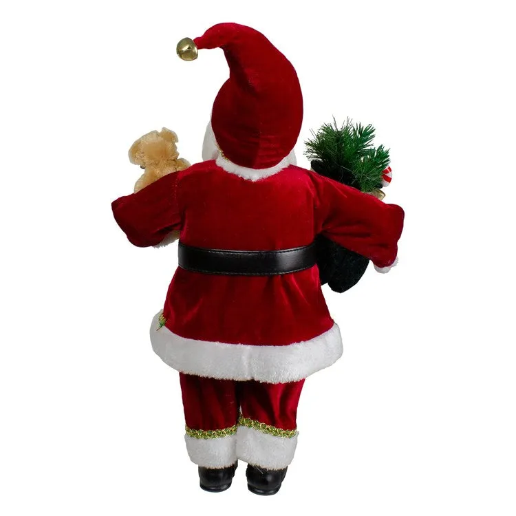 18" Standing Santa Christmas Figurine with a Plush Bear