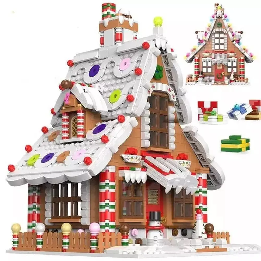 MOC  Compatible  1455 Pcs City Christmas House House Building Blocks Friends Music Box Castle Train Santa Claus Tree Bricks toys Kids