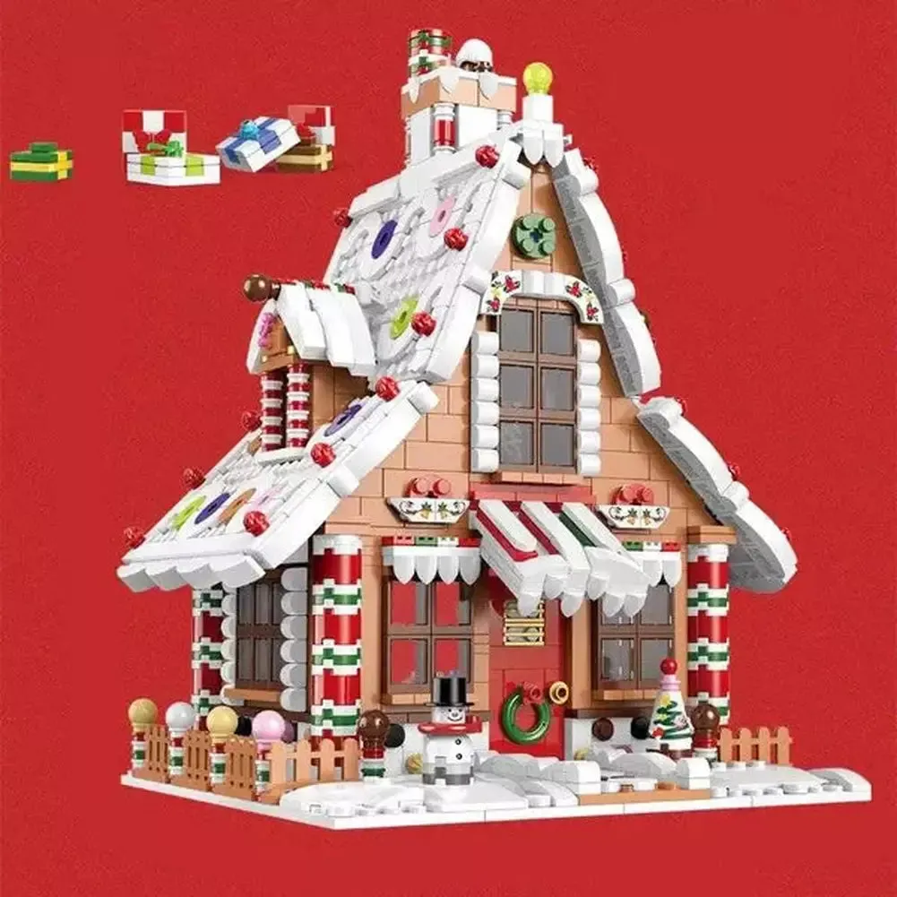 MOC  Compatible  1455 Pcs City Christmas House House Building Blocks Friends Music Box Castle Train Santa Claus Tree Bricks toys Kids