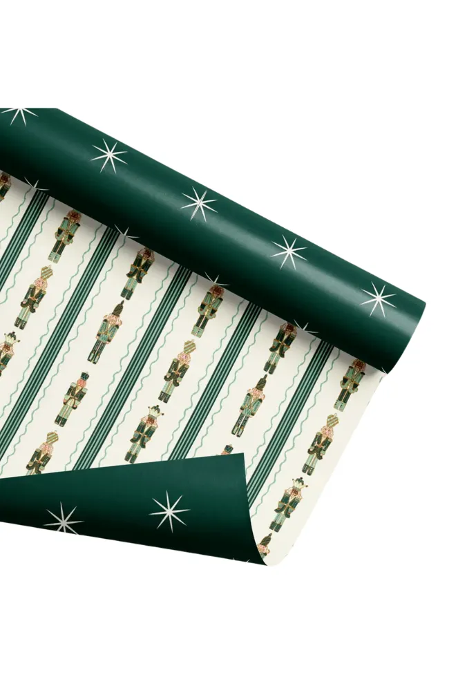 Nutcracker Stripe Stars Double Sided Gift Wrap