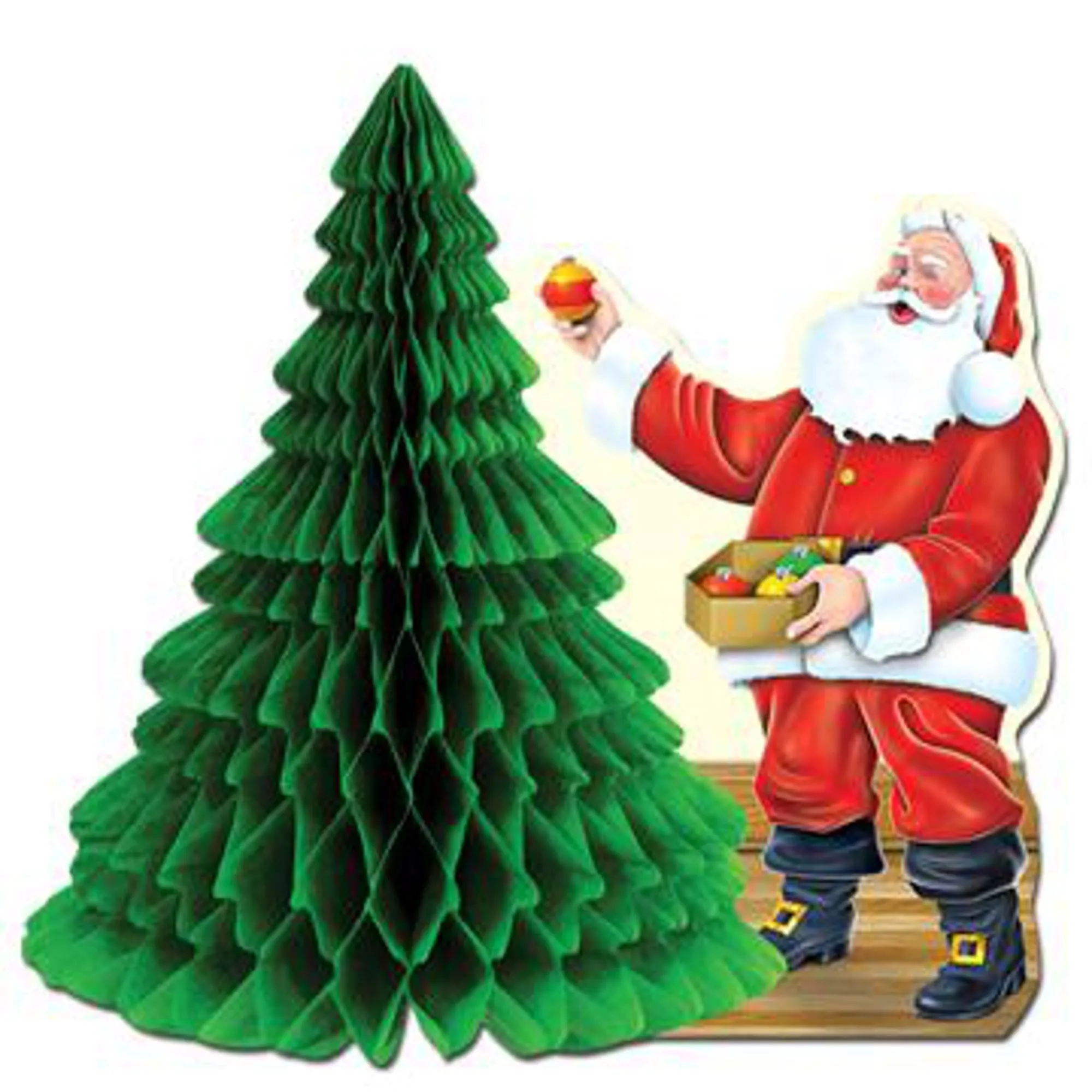 Santa With Christmas Tree Table Decoration (3/pk)