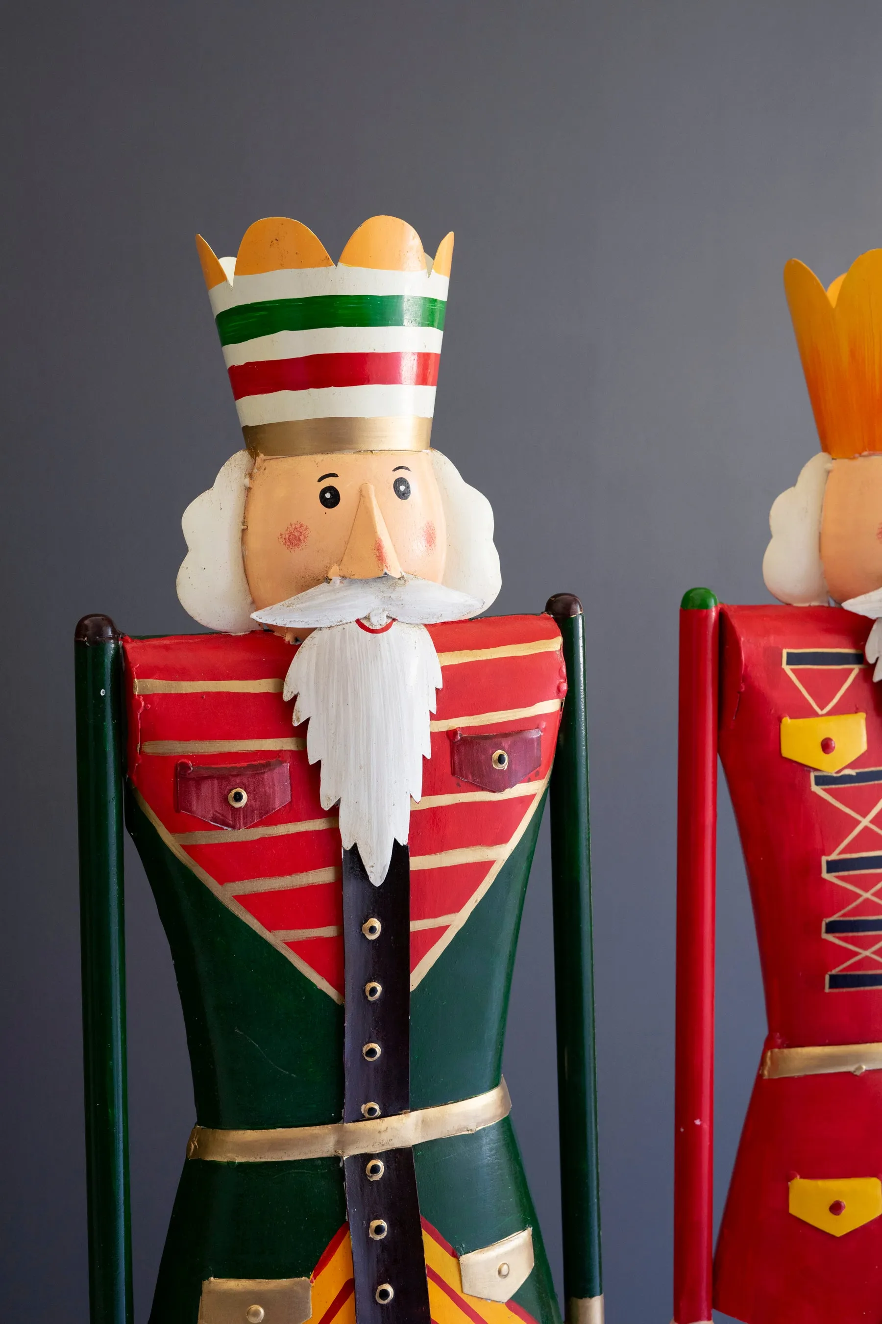 Set Of Two Painted Metal And Wood Nutcrackers